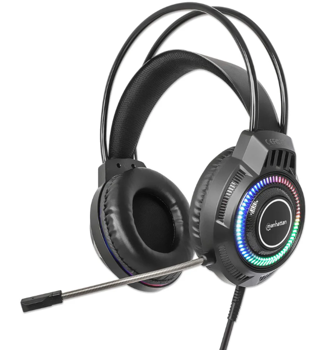 Manhattan | RGB LED Over-Ear USB Gaming Headset | Black