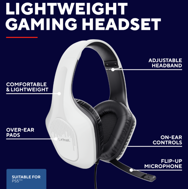 Trust | GXT 415PS ZIROX Headset Wired Gaming | Black & White